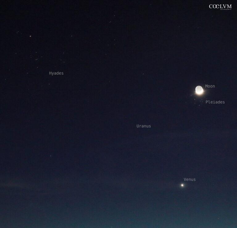 Congiunzione Luna-Pleiadi con Venere e Urano