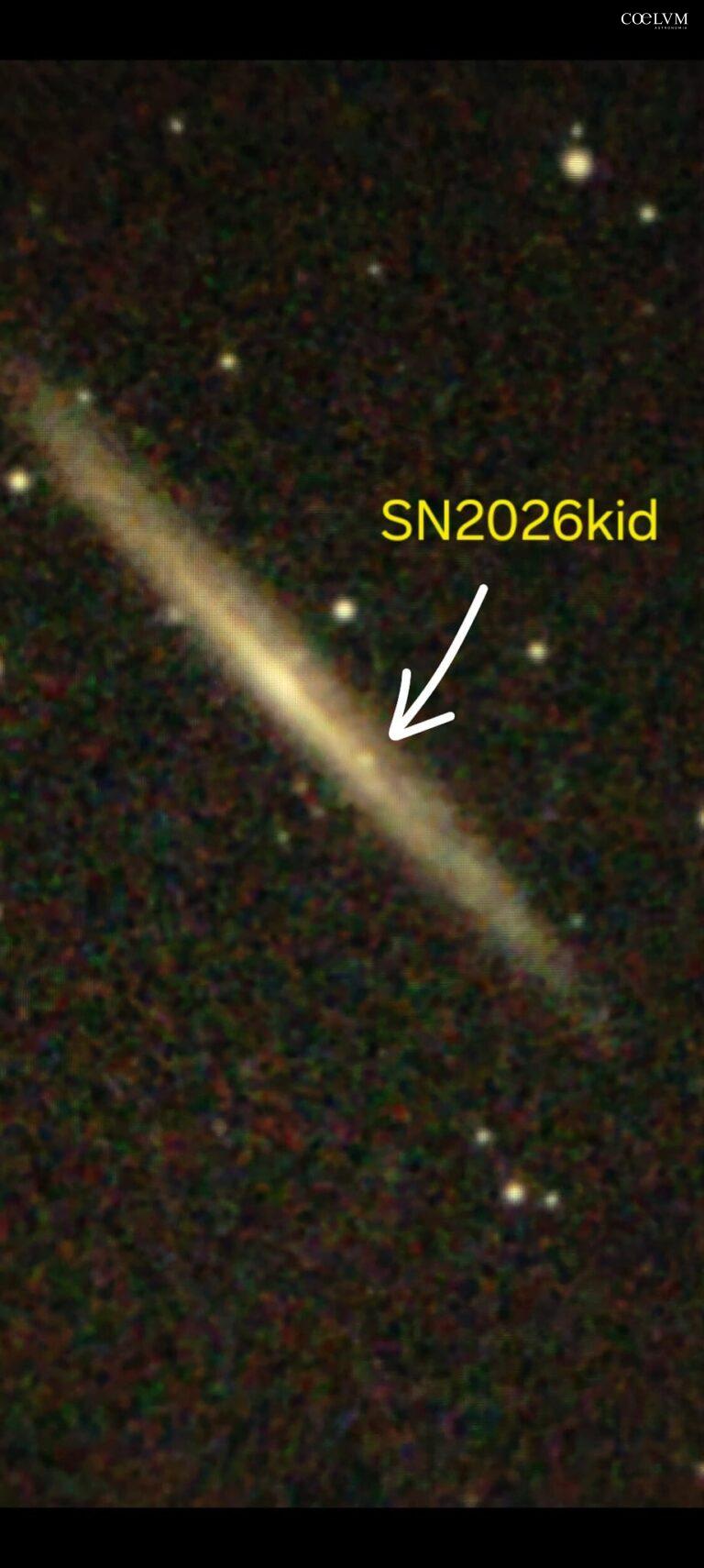 Supernova SN 2026Kid: Esplosione Cosmica ripresa nella Galassia NGC 5907