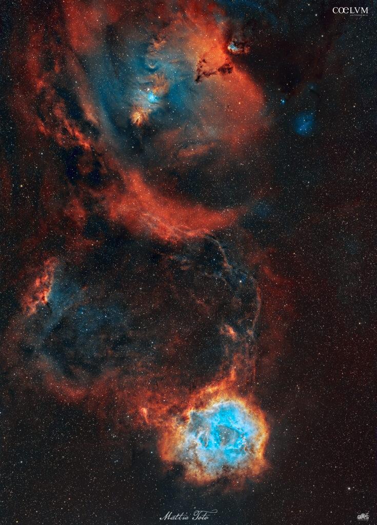 Nebulosa Rosetta e NGC 2264 in ampio campo