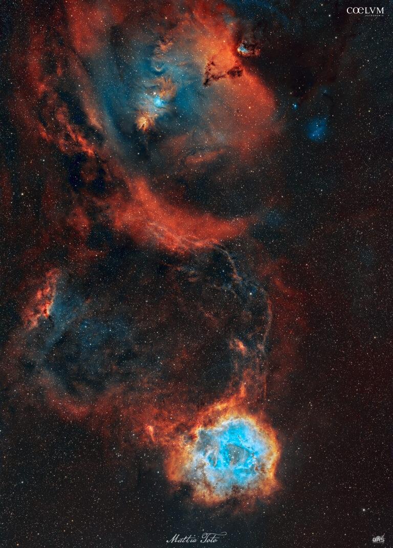 Nebulosa Rosetta e NGC 2264 in ampio campo