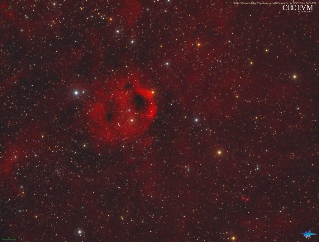 SH2-173 nebulosa Fantasma dell’Opera con NGC103 e SH2-172