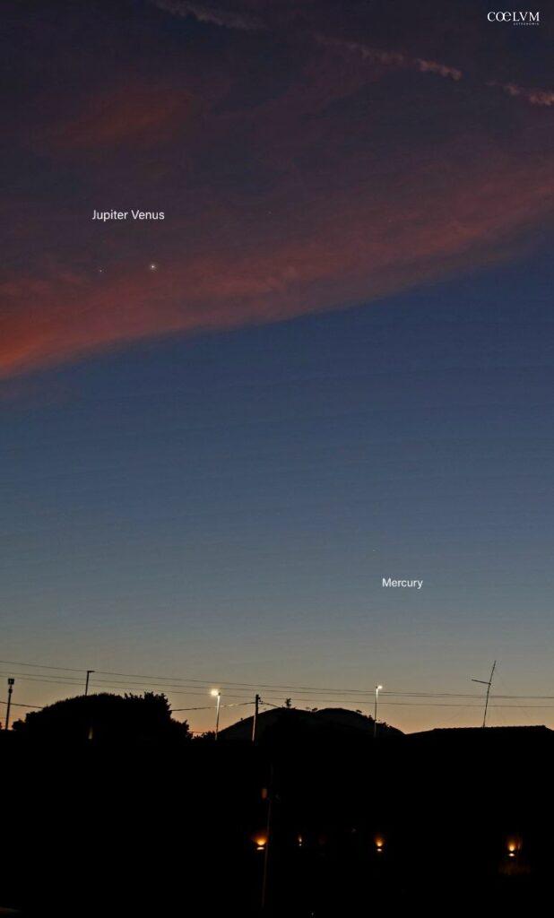 Venere e Giove in compagnia di Mercurio