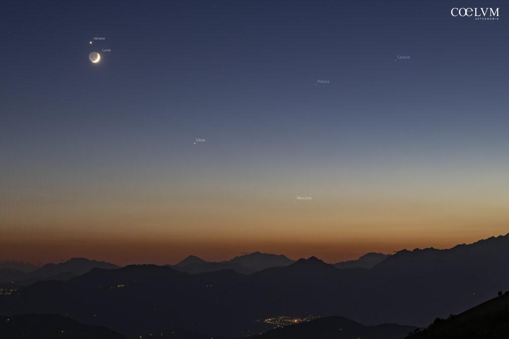 Congiunzione Luna Venere Giove e Mercurio