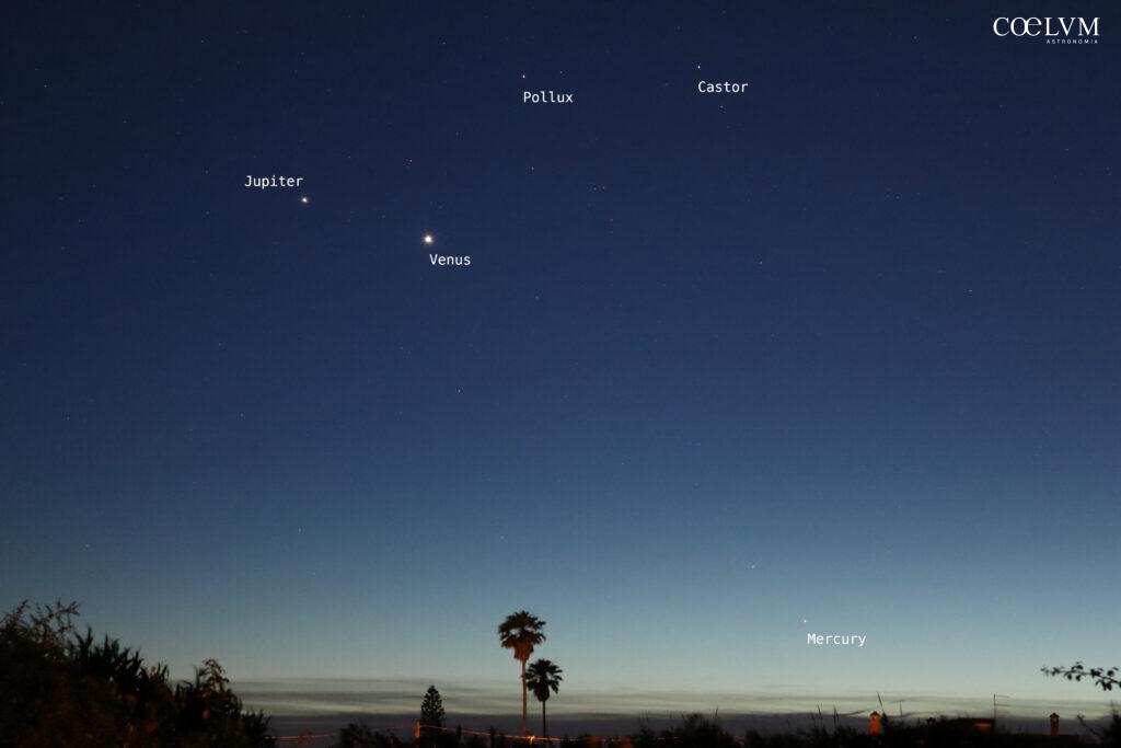 Giove, Venere, Mercurio e i Gemelli