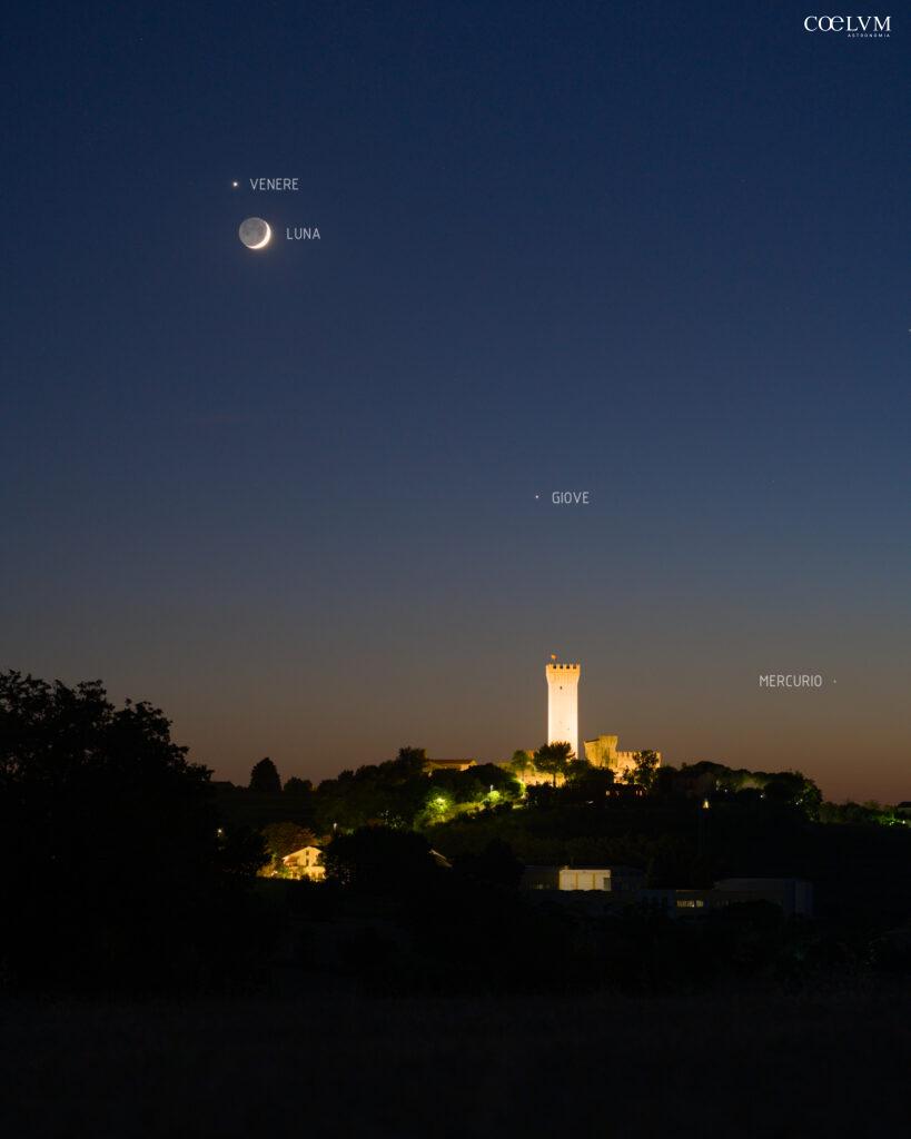 Congiunzione Luna-Venere-Giove-Mercurio