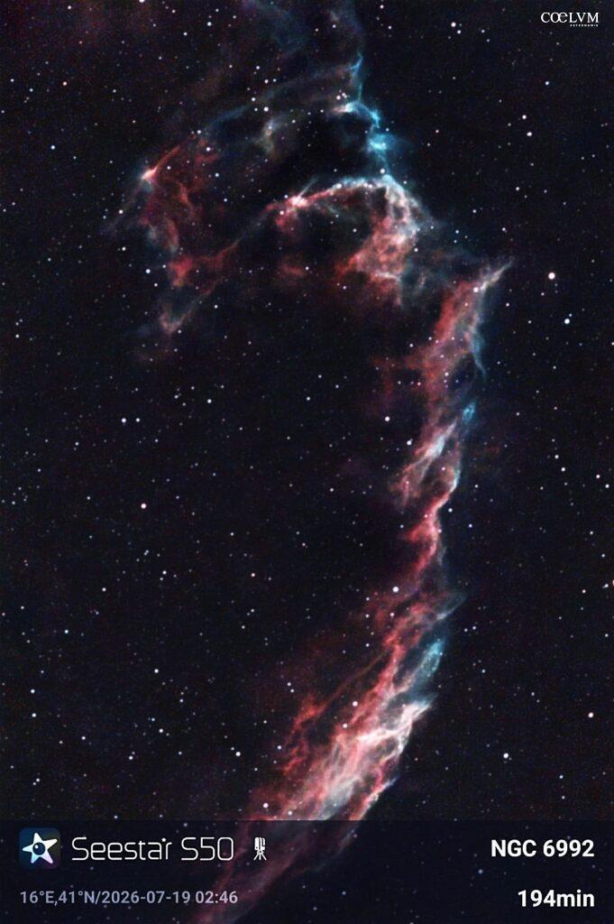 NGC 6992 IL FRONTE D’URTO DELLA NEBULOSA VELO…FILAMENTI DI UNA ESPLOSIONE STELLARE NELLA DINAMICA DI UN RESTO DI SUPERNOVA NEL CIGNO