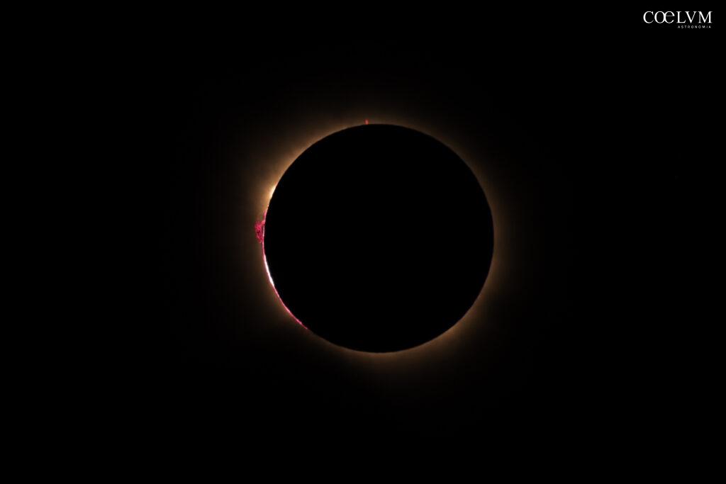 Eclisse solare con protuberanza