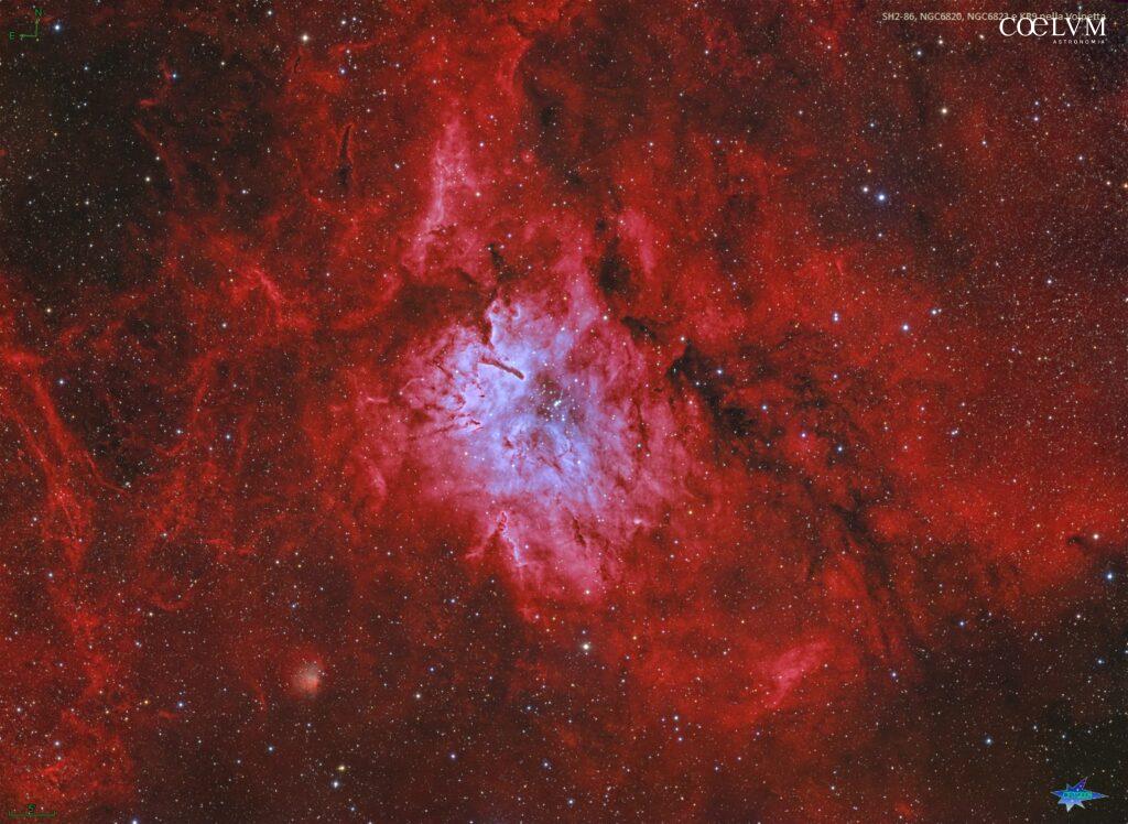 SH2-86, NGC6820, NGC6823 e KR 9 nella Volpetta