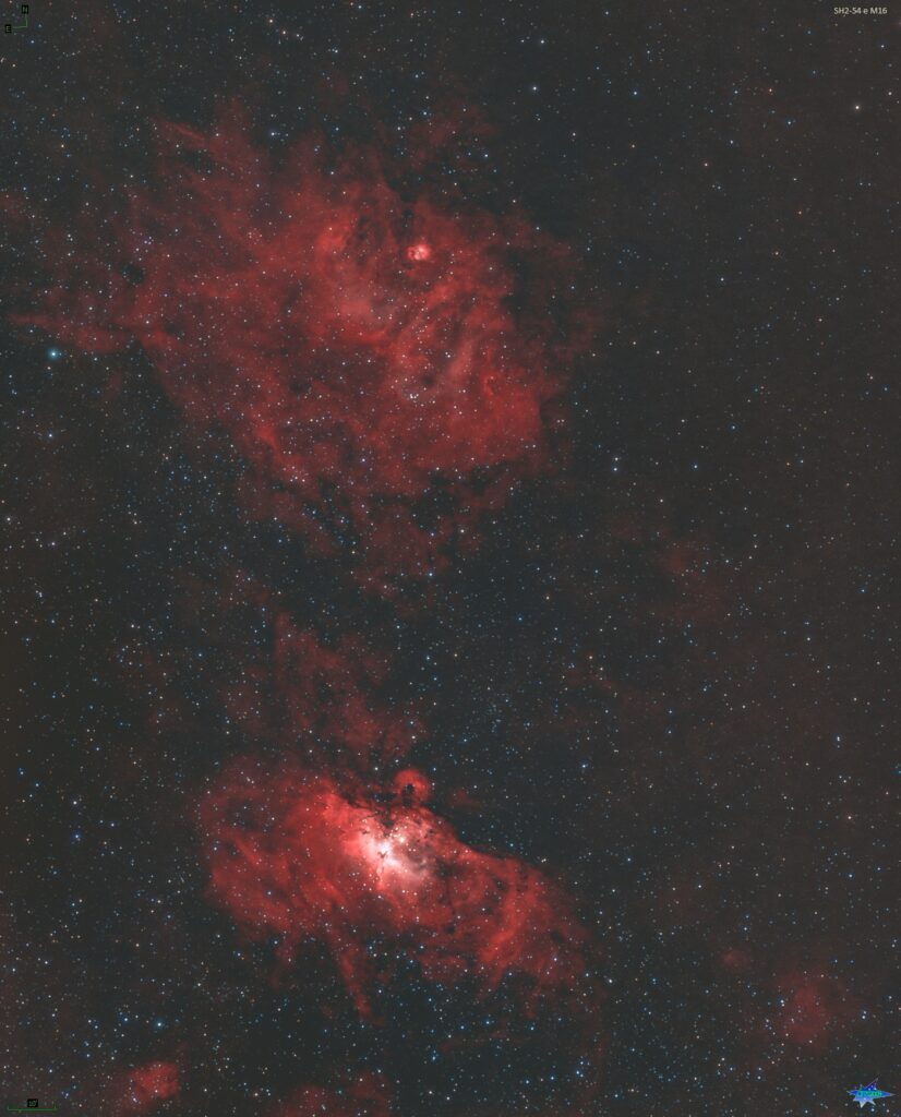 Nebulose SH2-54 e M16 nel Serpente
