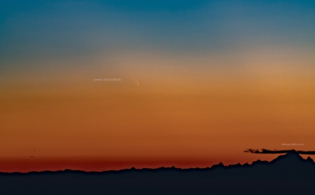 Cometa C/2024 G3 (ATLAS) al tramonto sulle Alpi Cozie