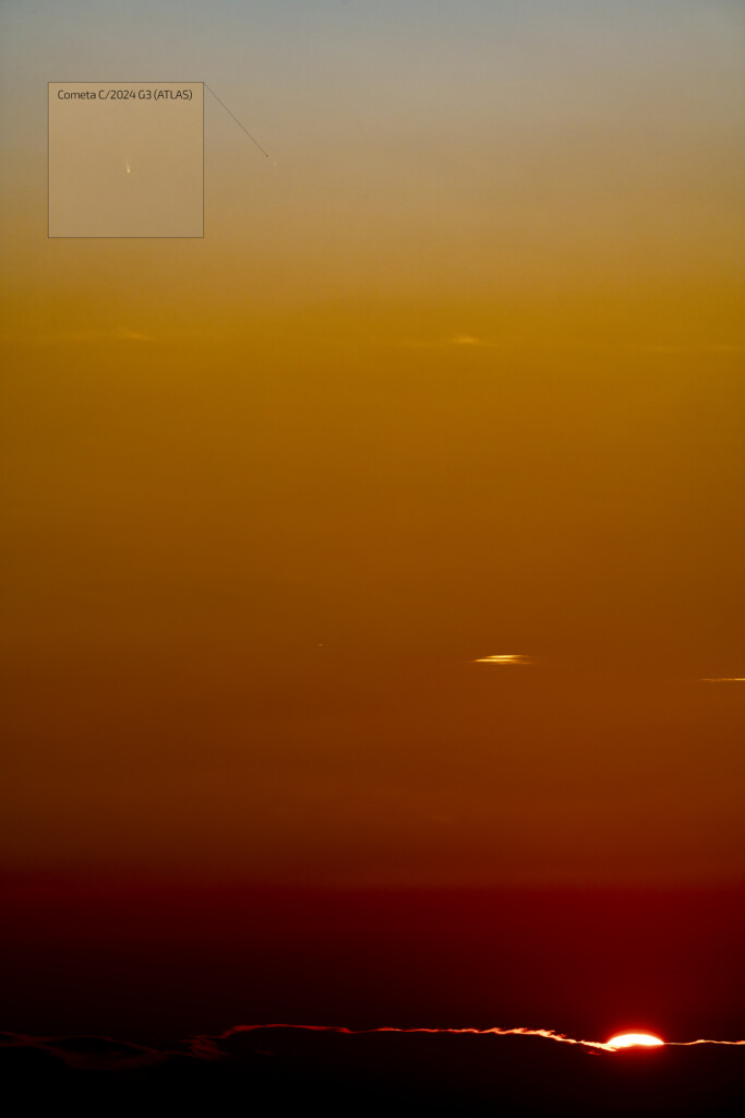 Cometa C/2024 G3 (ATLAS) e Sole al Tramonto