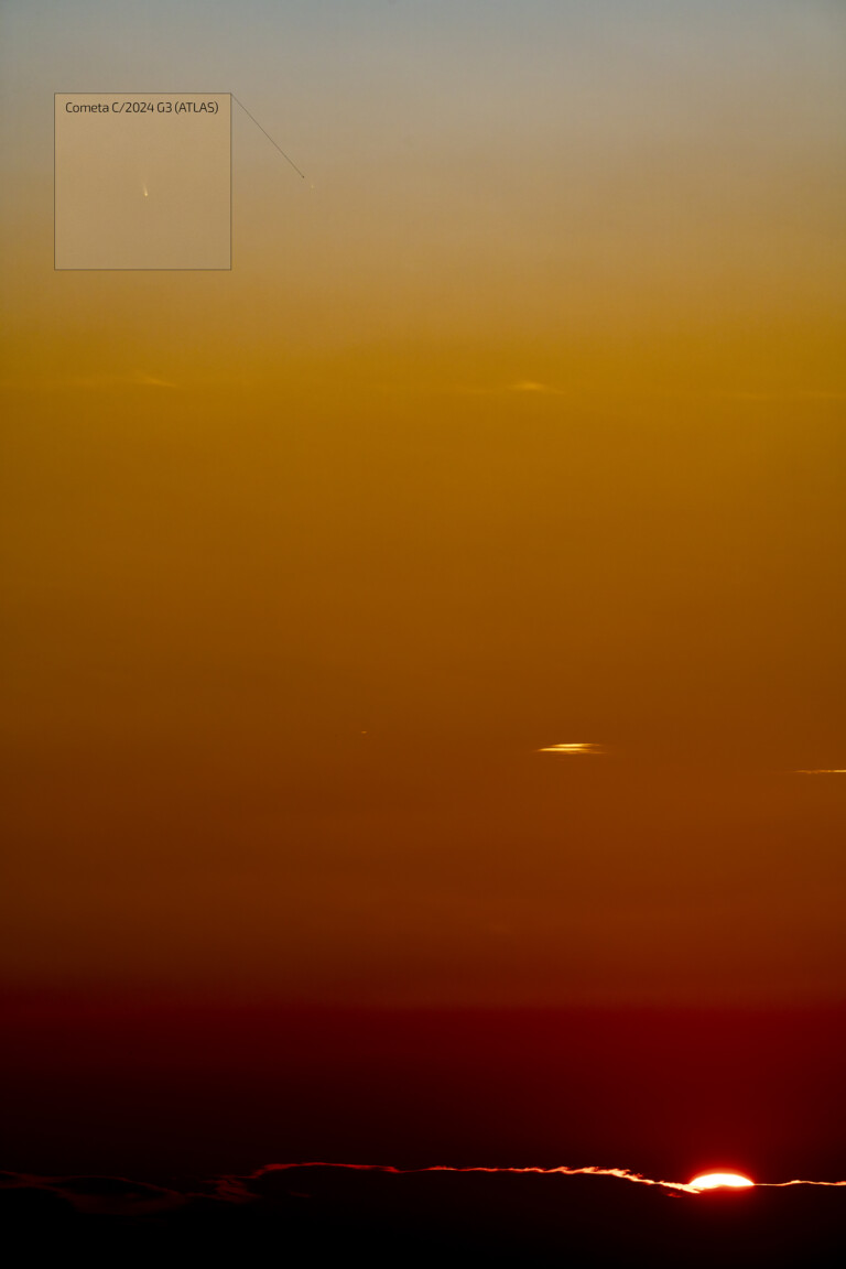 Cometa C/2024 G3 (ATLAS) e Sole al Tramonto