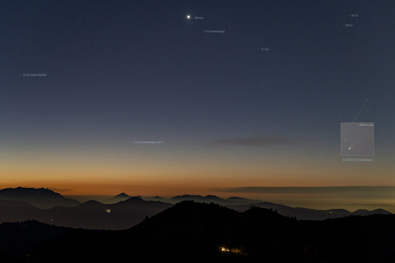 Venere con la cometa Erasmus all’alba