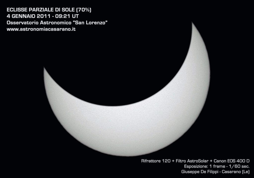 La fase massima dell’Eclissi di Sole nel Cielo limpido dal “cuore” del Salento