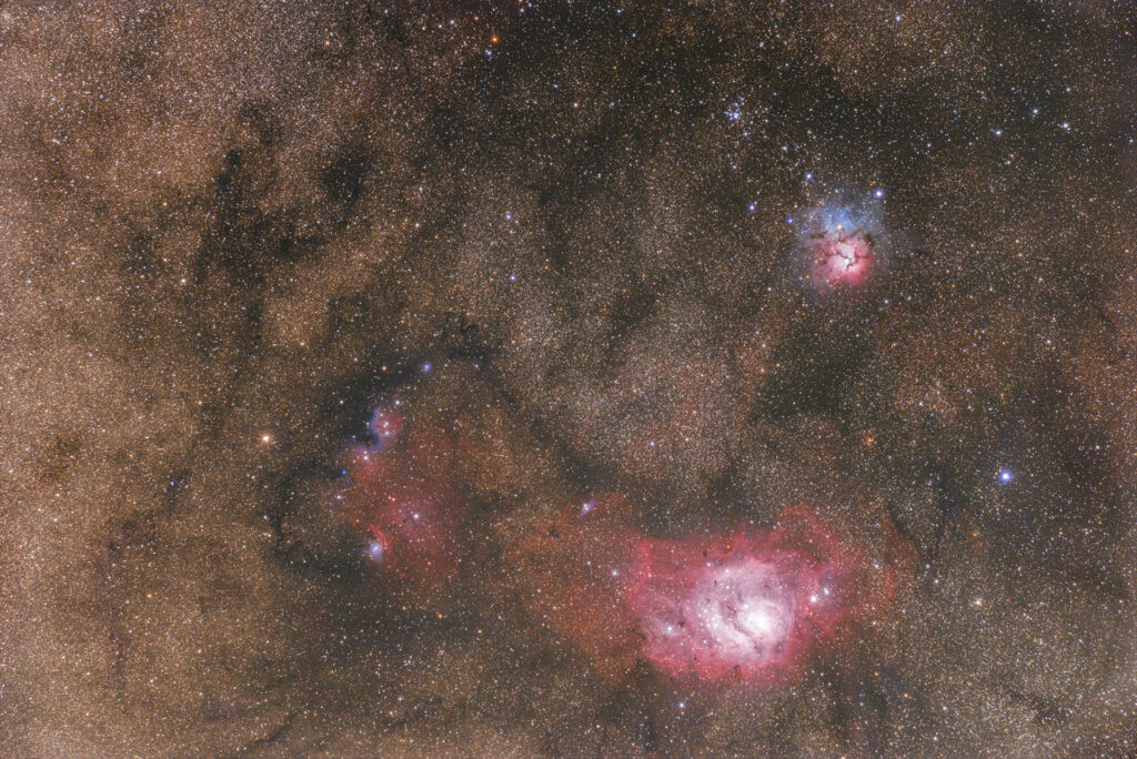 Regione delle nebulose ad emissione e a riflessione centrata su M8 & M20