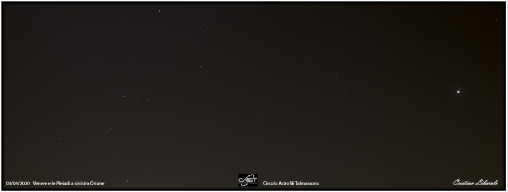 congiunzione di Venere con le Pleiadi M45