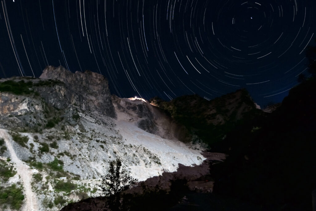 Startrails alle Cave di Marmo di Carrara
