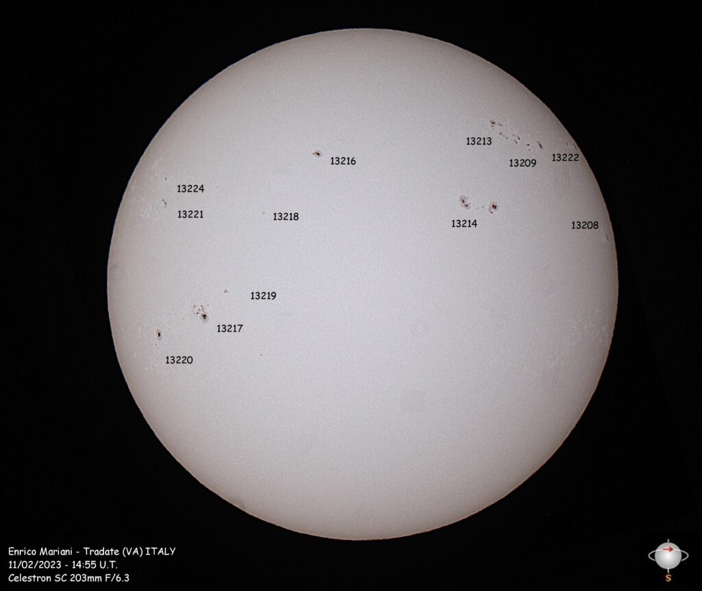 Situazione maculare sul Sole del 11/02/2023