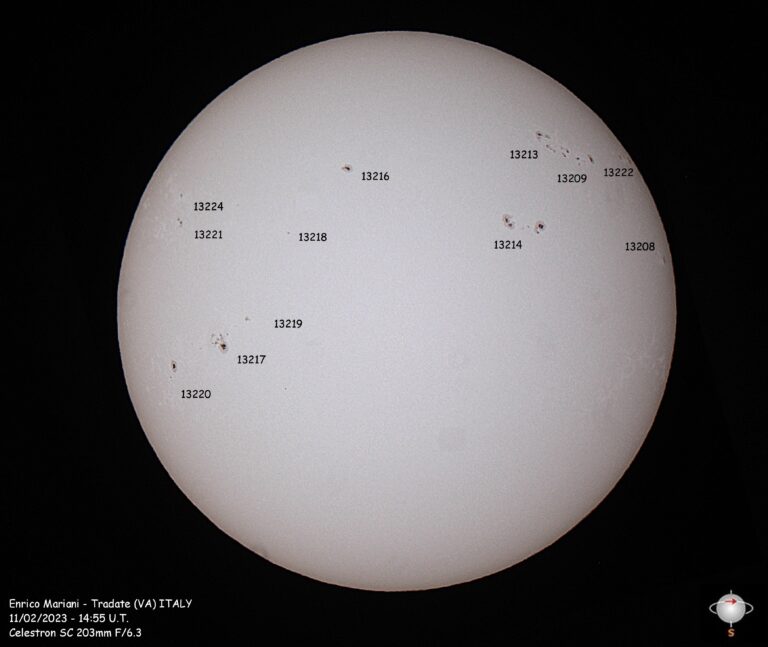 Situazione maculare sul Sole del 11/02/2023