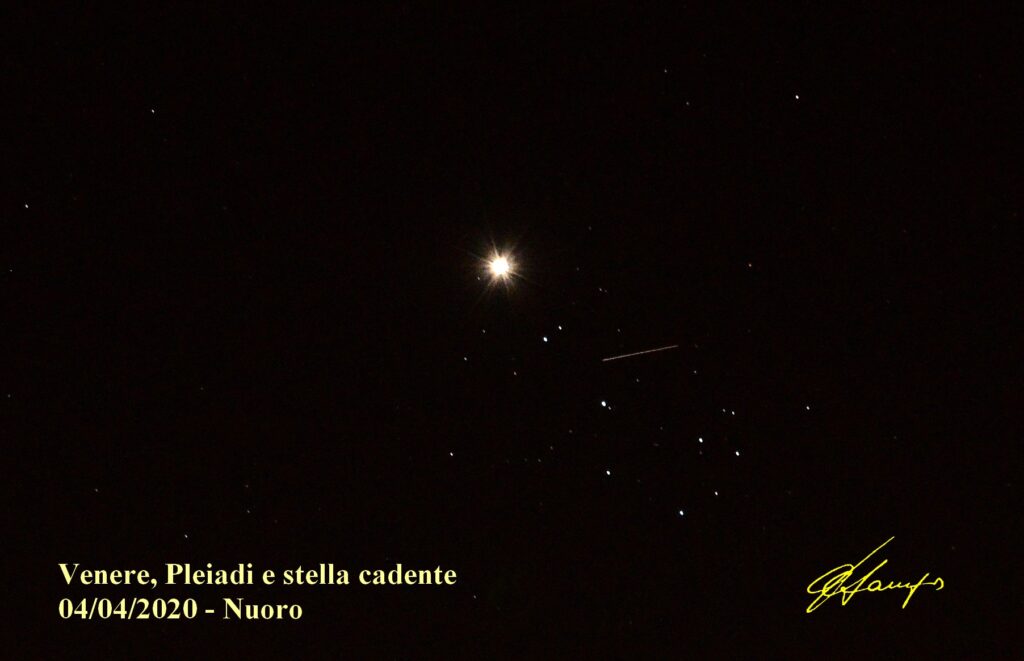 Venere Pleiadi e stella cadente