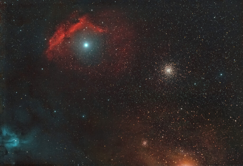 Regione di Antares con nebulosa SH2-9 e globulare M4
