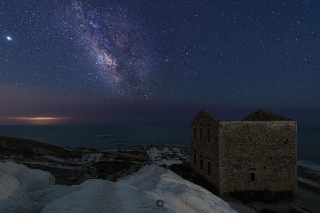 Milky Way and Jupiter over Punta Bianca