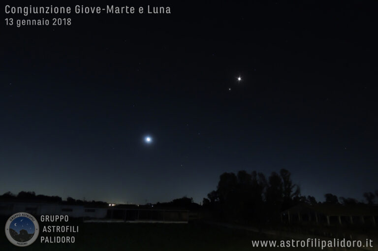 Congiunzione Giove-Marte e Luna