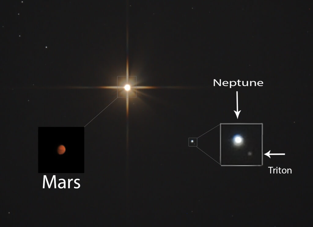 Congiunzione stretta tra Marte e Nettuno