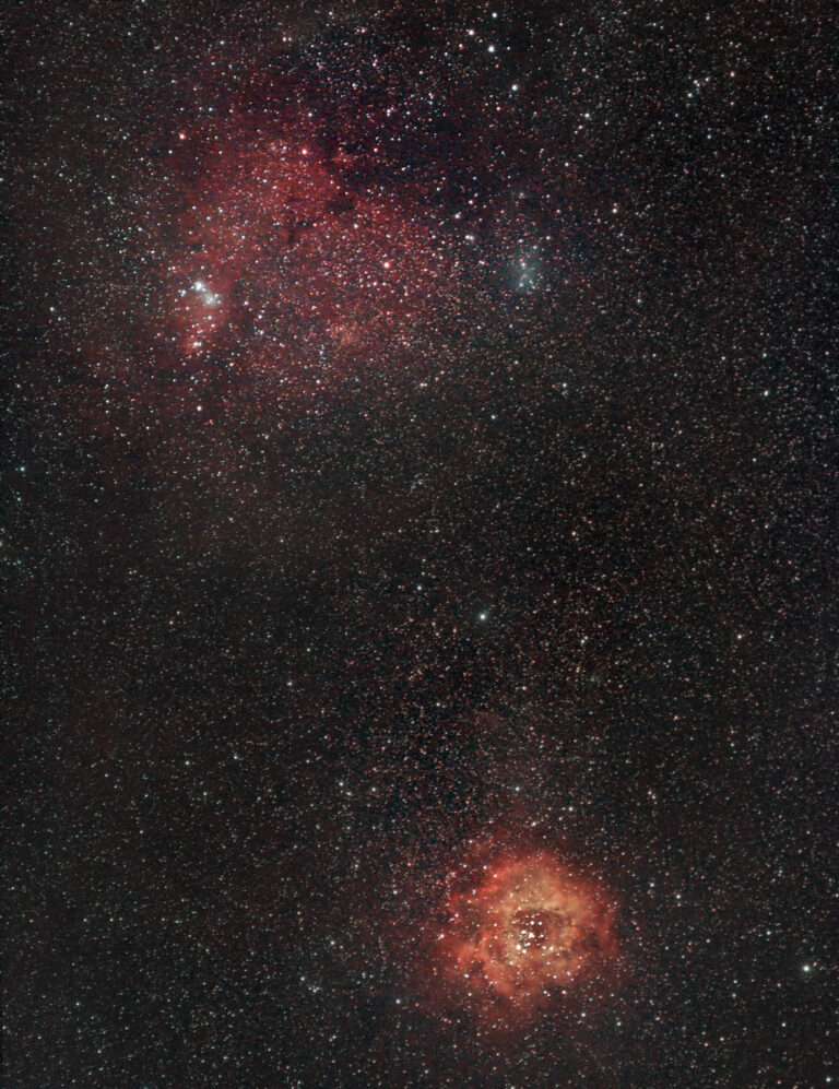 Grande campo tra la nebulosa Rosetta e la Cono