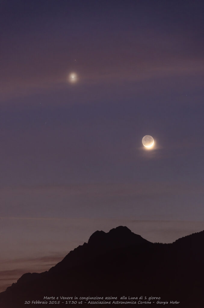 Marte,Venere e una piccola falce di Luna