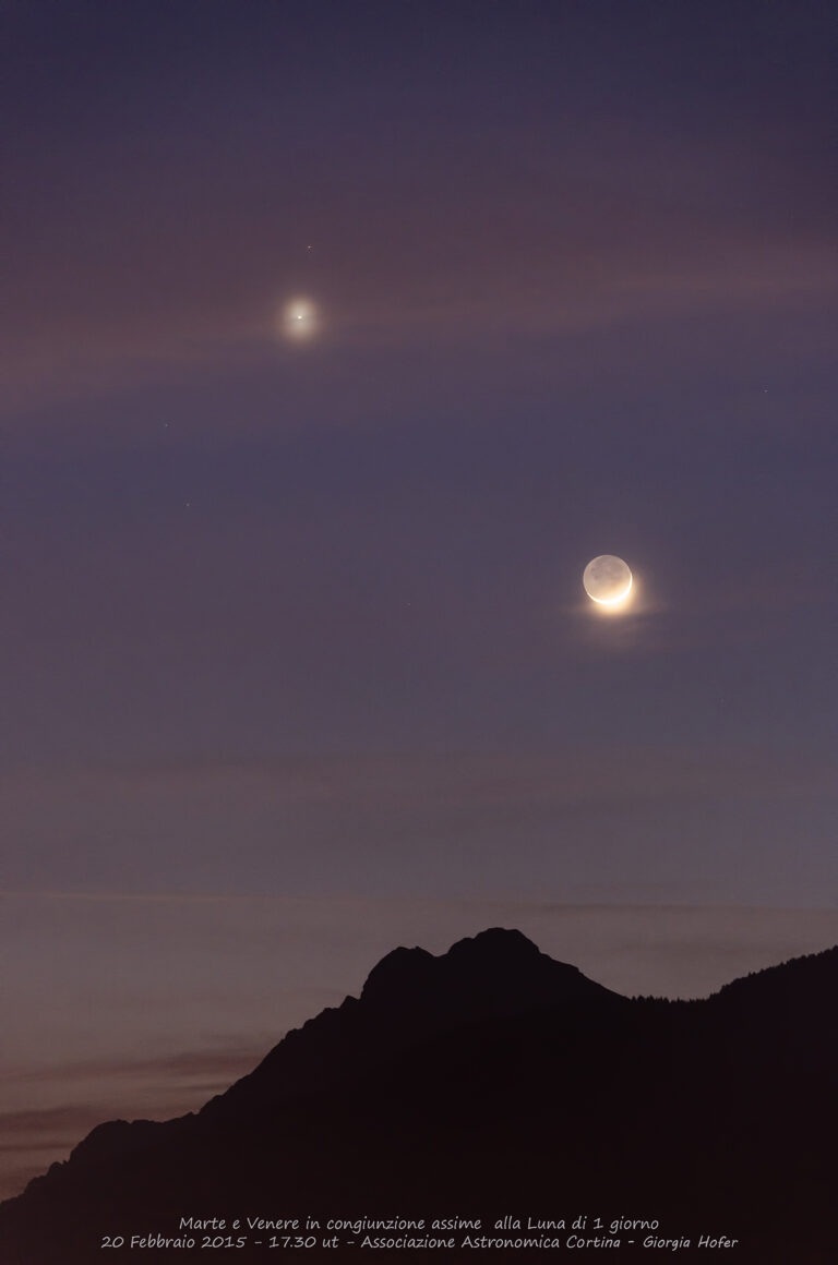 Marte,Venere e una piccola falce di Luna