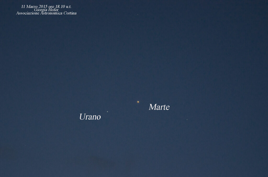 Congiunzione stretta tra Marte e Urano