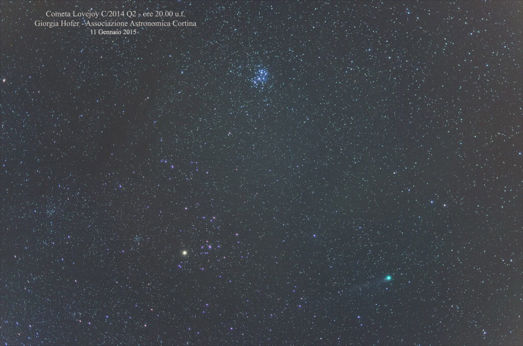 Cometa Lovejoy C2014 Q2 con Pleiadi e Toro