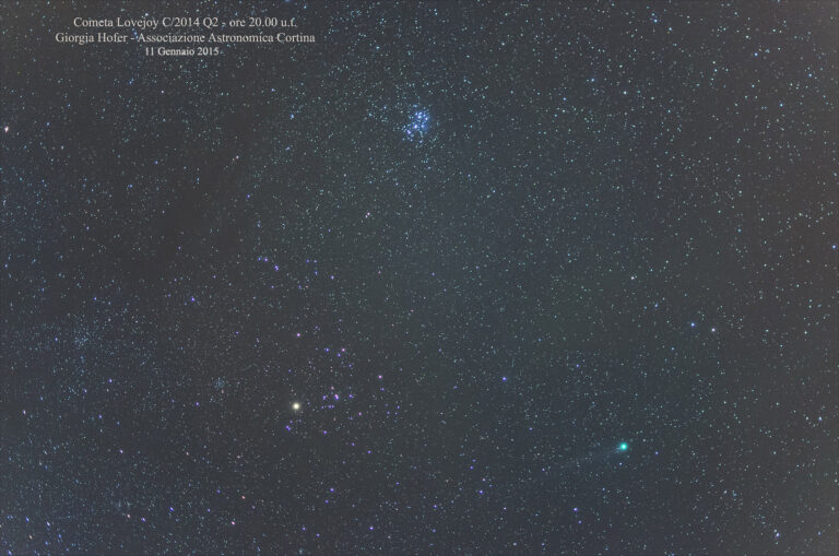 Cometa Lovejoy C2014 Q2 con Pleiadi e Toro