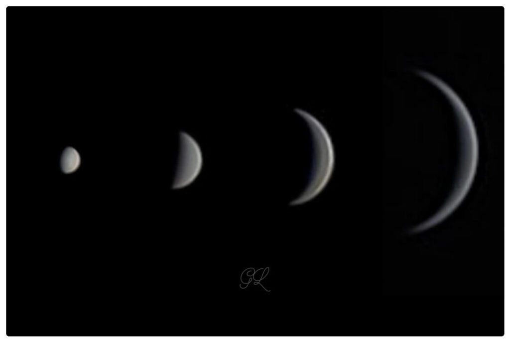 Fasi di Venere nel corso dei mesi