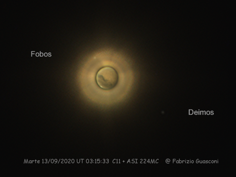 Marte e i satelliti Deimos e Phobos