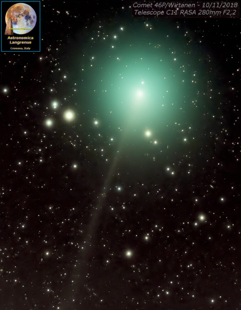 Cometa 46P/Wirtanen il 10/11/2018 e la sua coda