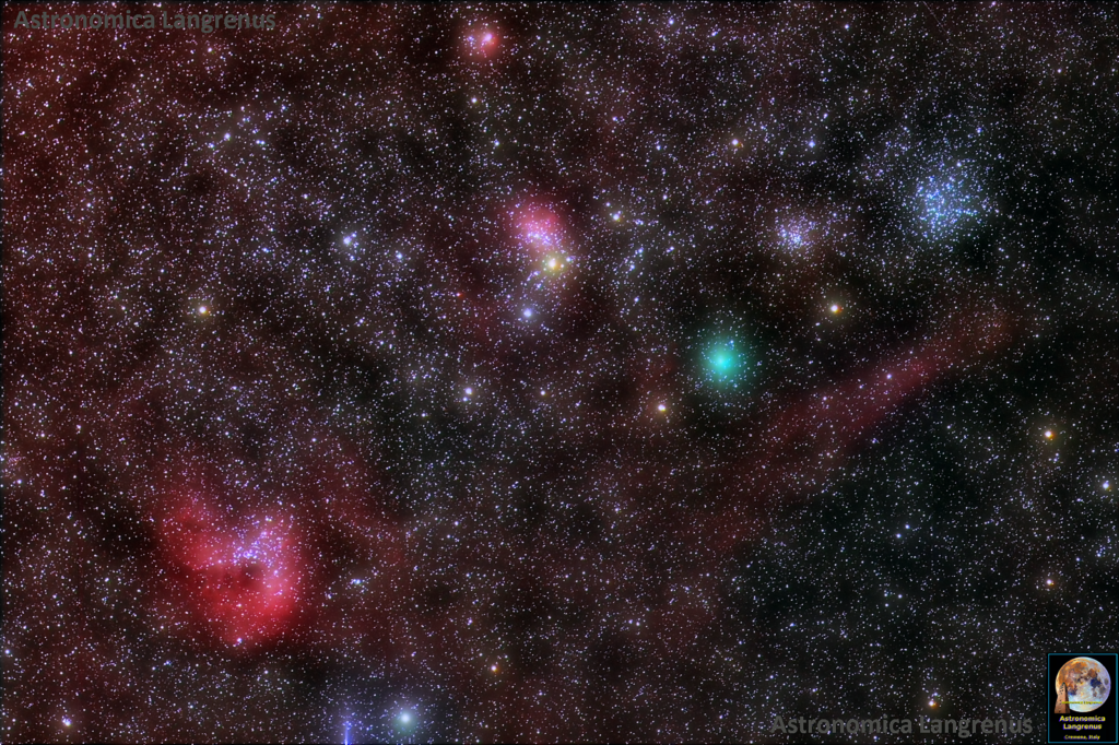 Cometa C/2018 Y1 Iwamoto 01/03/2019 fra nebulose e ammassi