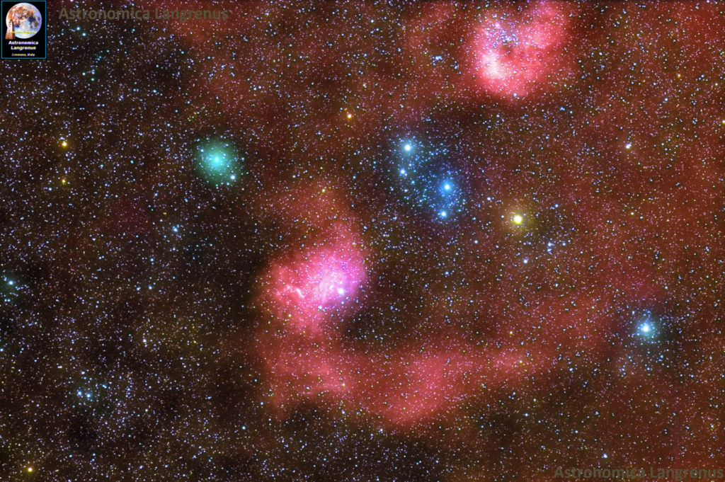 C/2018 Y1 Iwamoto e IC405 nebulosa Stella Fiammeggiante in Auriga
