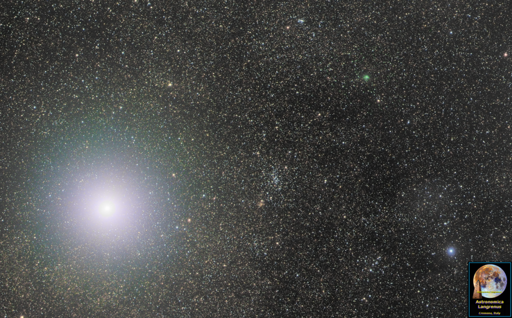 Cometa C/2016 M1 Panstarrs con Alfa Centauri e NGC5617 Dracula Cluster