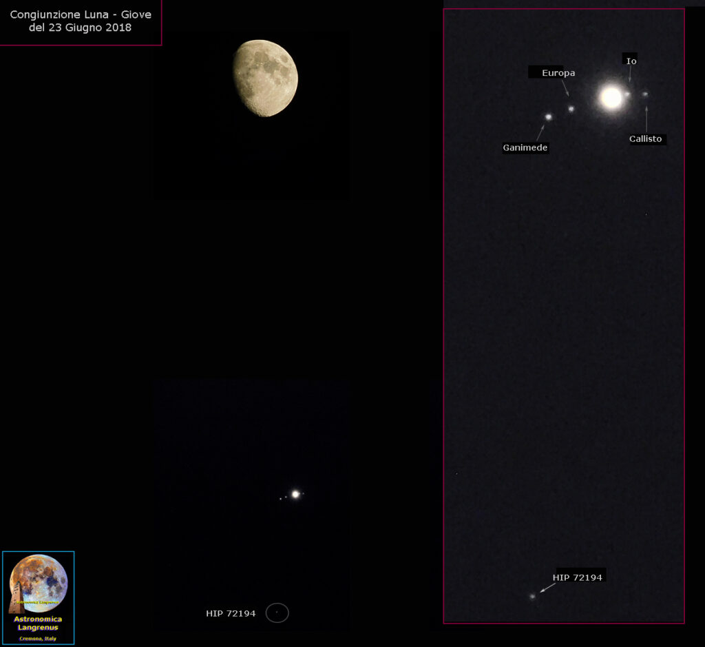 Congiunzione Luna-Giove del 23 Giugno 2018