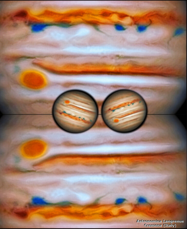 Giove e qualche vortice nella sua atmosfera