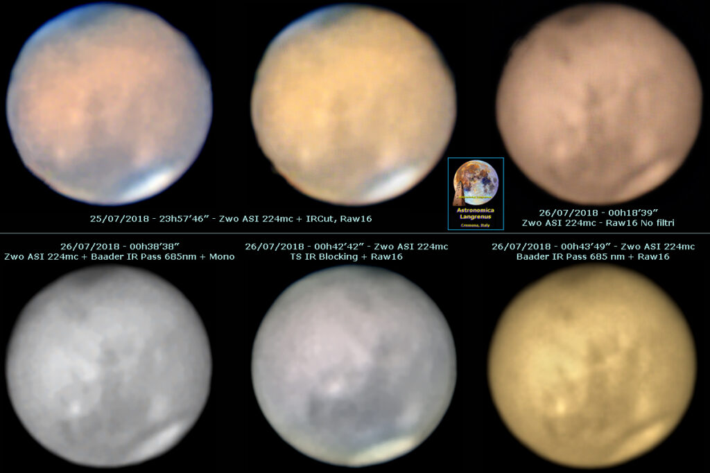 Marte la notte fra il 25 e il 26 Luglio 2018