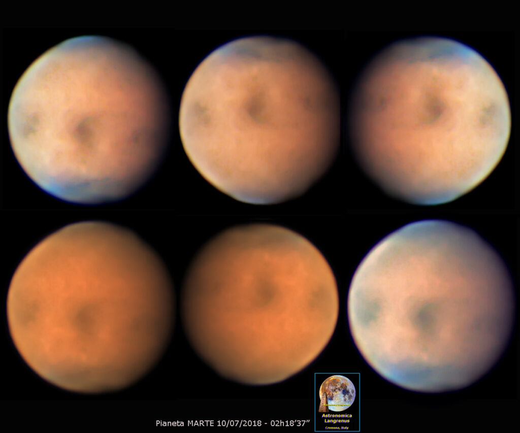 Varie rielaborazioni di Marte del 10/07/2018