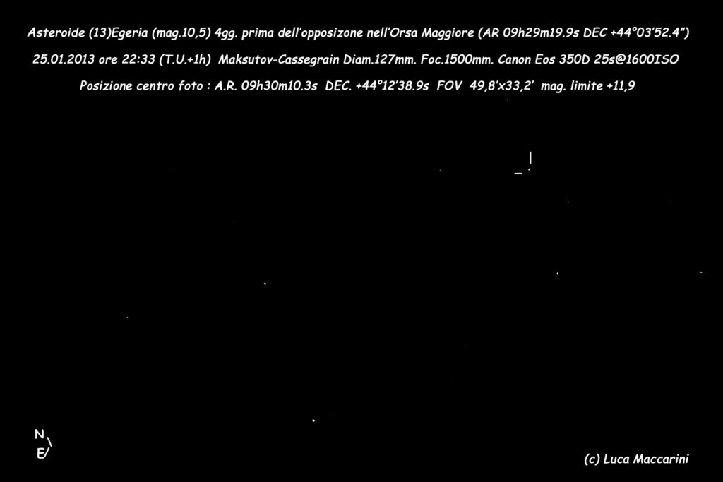 Asteroide (13)Egeria 4gg. prima dell’opposizione.