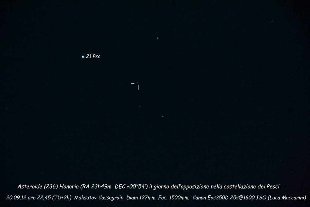 Asteroide (236)Honoria in opposizone