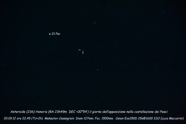 Asteroide (236)Honoria in opposizone