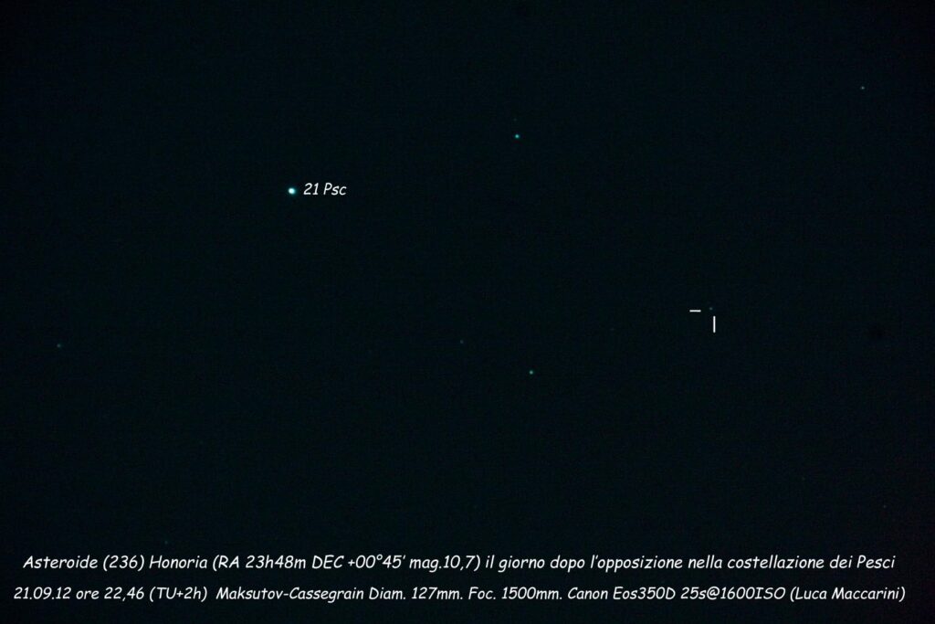 Asteroide (236)Honoria 24h dopo l’opposizione