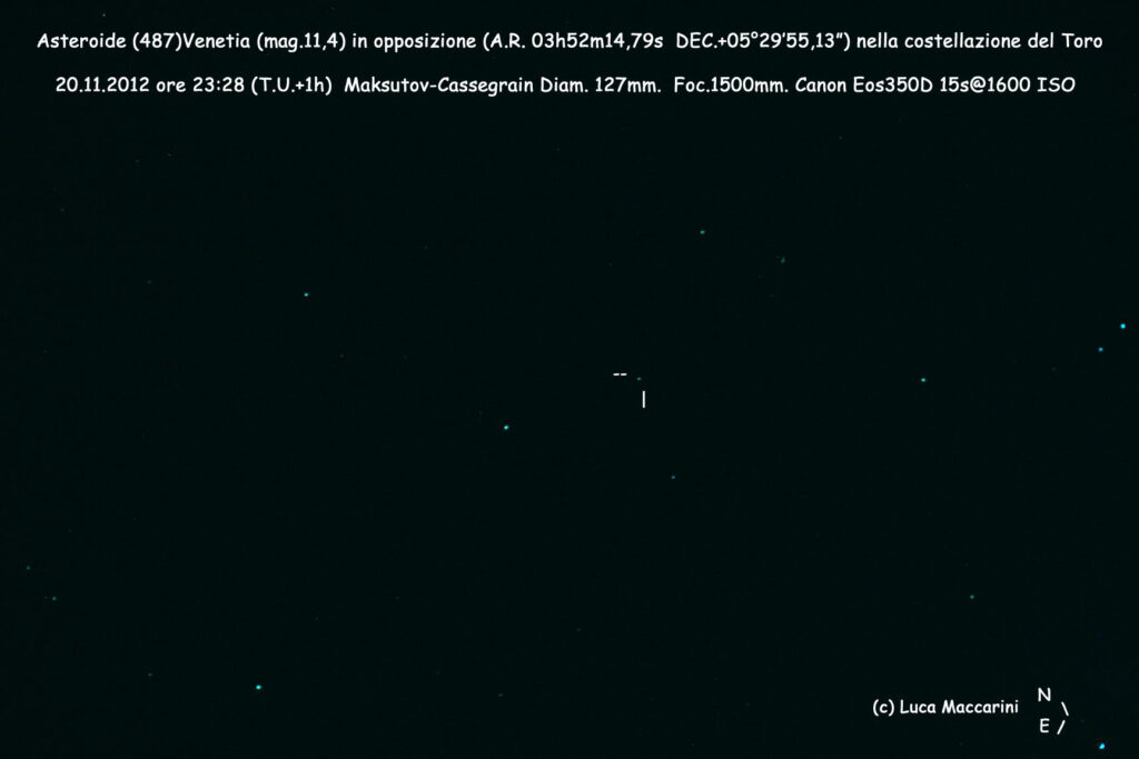 Asteroide (487)Venetia all’opposizione