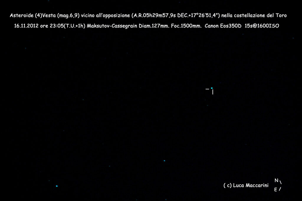 Asteroide (4)Vesta vicino all’opposizione.
